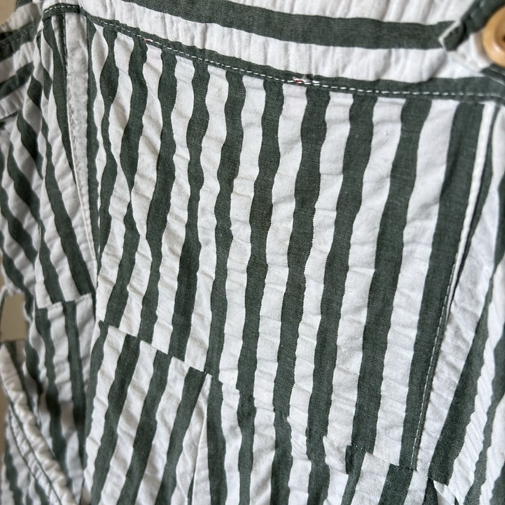 Cartonnier green and white seersucker striped shorts romper - Picture 7 of 9